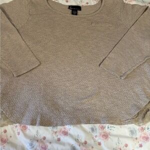 Lane‎ Bryant Women's Sweater Plus Size 22/24 Beige Lace Hem Knit Top Pullover